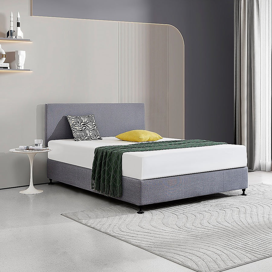 Fabric Queen Bed Deluxe Headboard Bedhead - Slate Ash