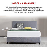 Fabric Queen Bed Deluxe Headboard Bedhead - Slate Ash