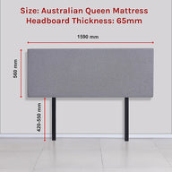 Fabric Queen Bed Deluxe Headboard Bedhead - Slate Ash