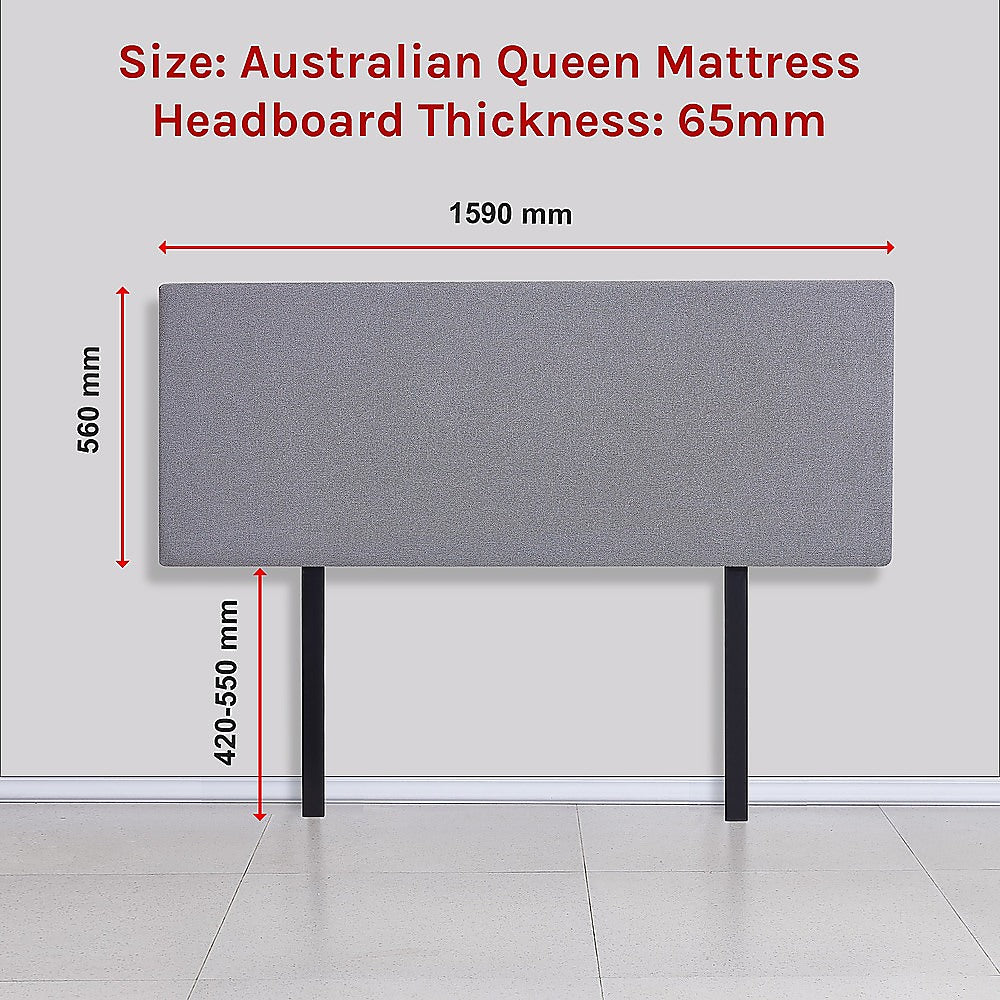 Fabric Queen Bed Deluxe Headboard Bedhead - Slate Ash