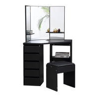 Dressing Table Stool Mirror Jewellery Organiser Makeup Cabinet 5 Drawers
