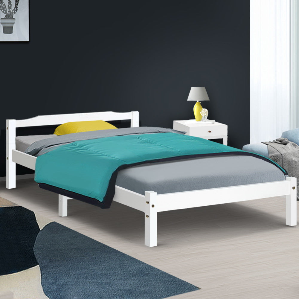 Bed Frame Single Size Wooden White