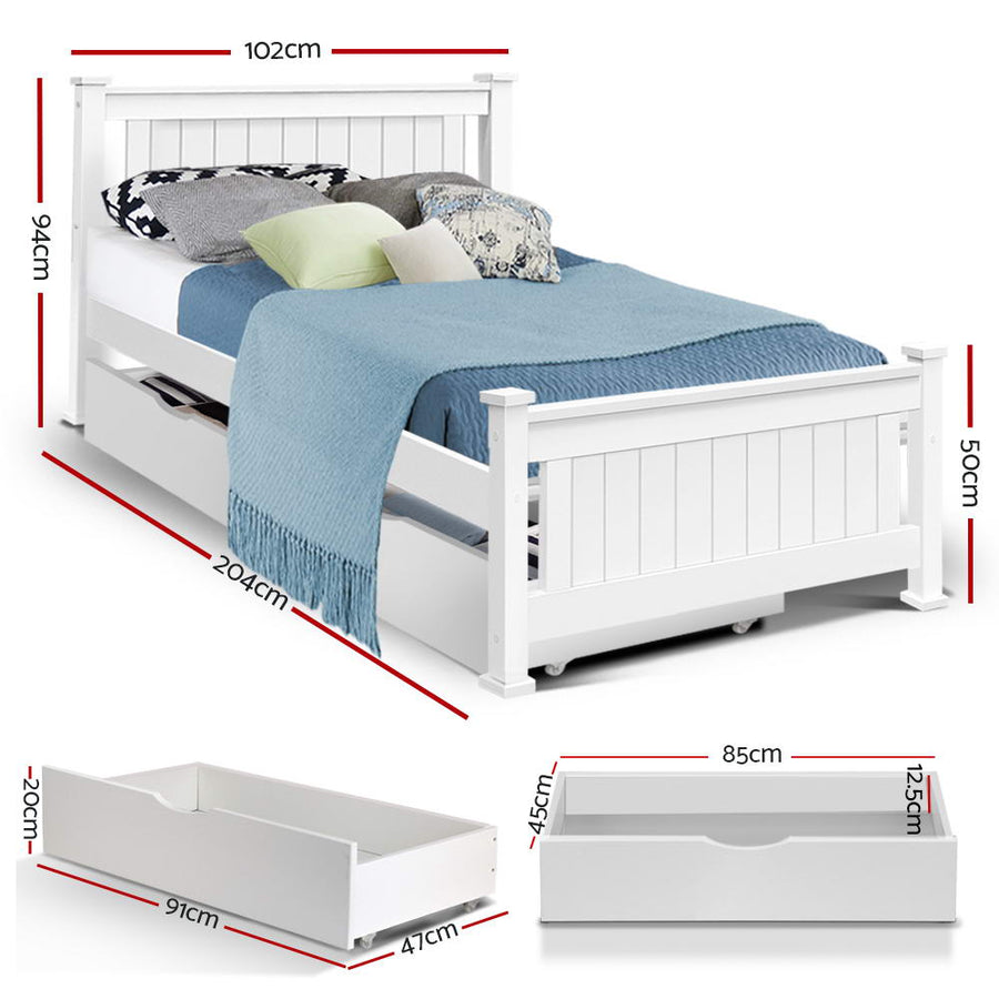 Wooden Bed Frame Timber Single Size