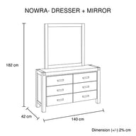 4 Pieces Bedroom Suite in Solid Wood Double Size Oak Colour Bed, Bedside Table & Dresser
