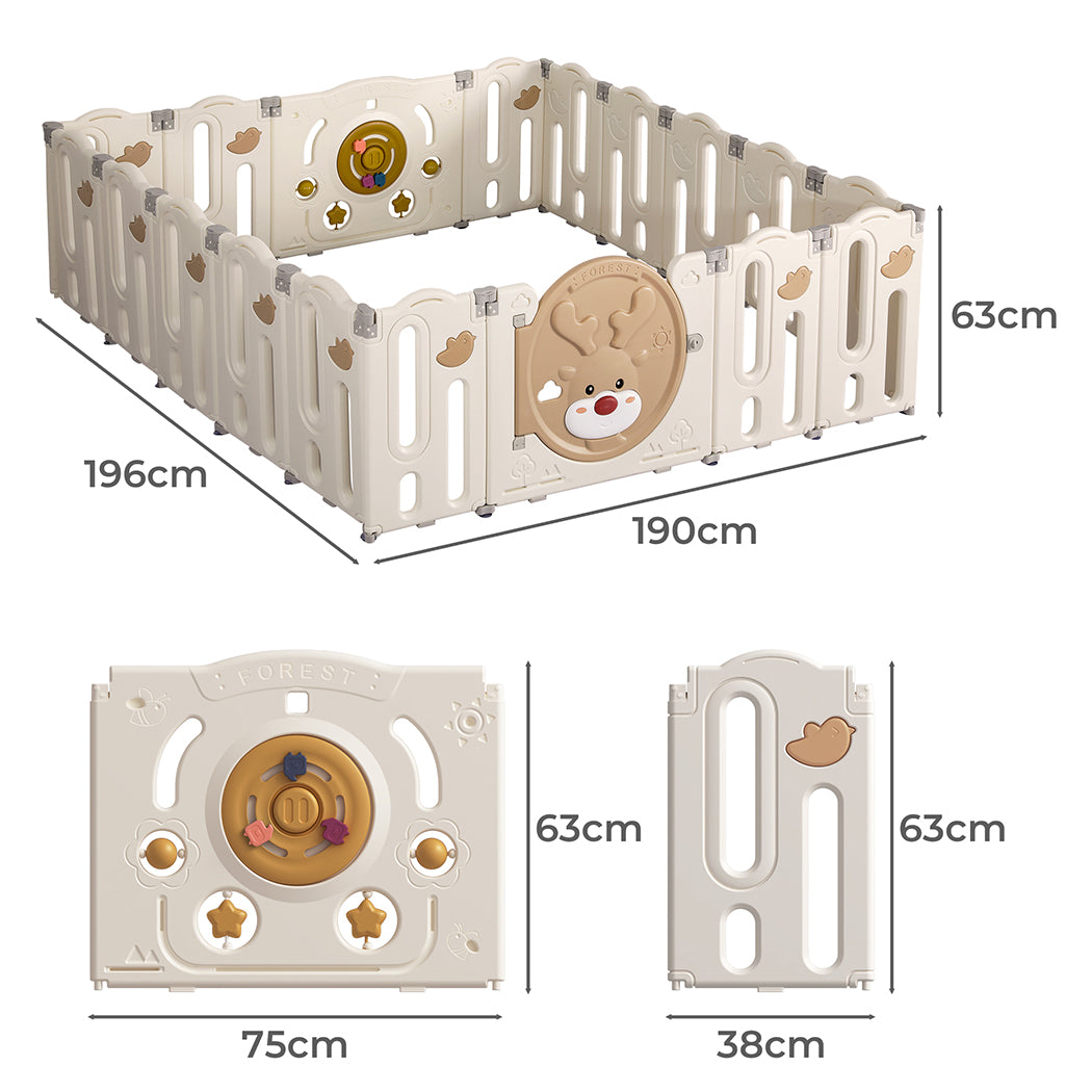 Kids Playpen Baby Safety Gate Toddler Fence - 18 Panels