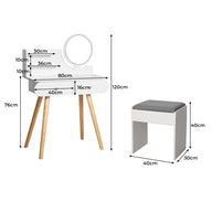 Dressing Table Stool LED Mirror Jewellery Cabinet Makeup Storage 3 Colour