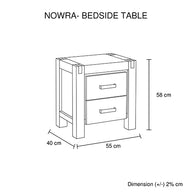 4 Pieces Bedroom Suite in Solid Wood Double Size Oak Colour Bed, Bedside Table & Dresser