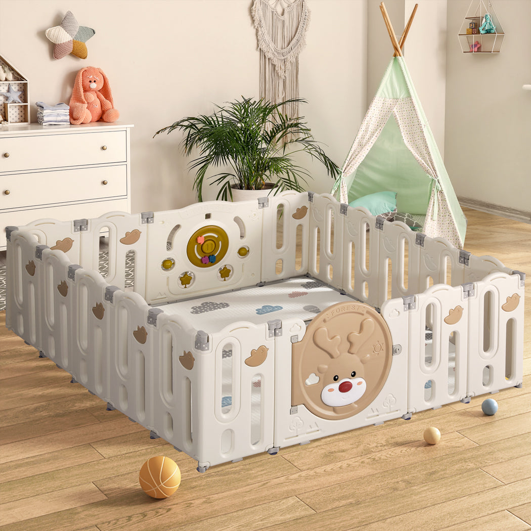 Kids Playpen Baby Safety Gate Toddler Fence - 18 Panels